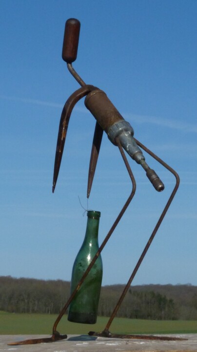 Sculpture titled "Alone and drunk" by Clive Manuel, Original Artwork, Metals