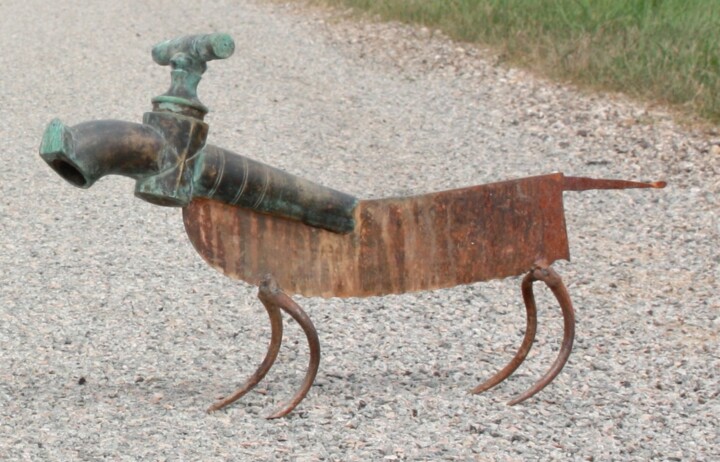 Sculpture titled "Doggy" by Clive Manuel, Original Artwork, Metals