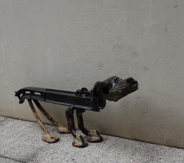 Sculpture titled "Dog" by Clive Manuel, Original Artwork, Metals