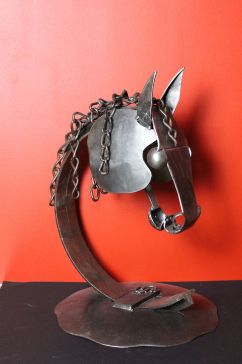 Sculpture titled "BUCEPHAL" by Claude Germain, Original Artwork, Metals