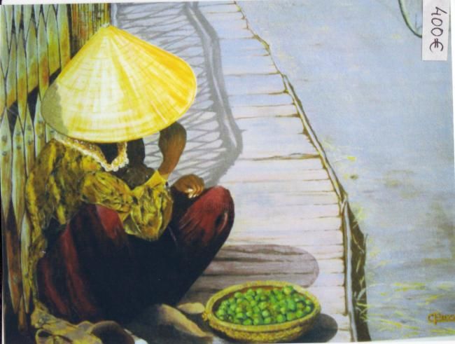 Painting titled "La Cambodgienne" by Cloper, Original Artwork
