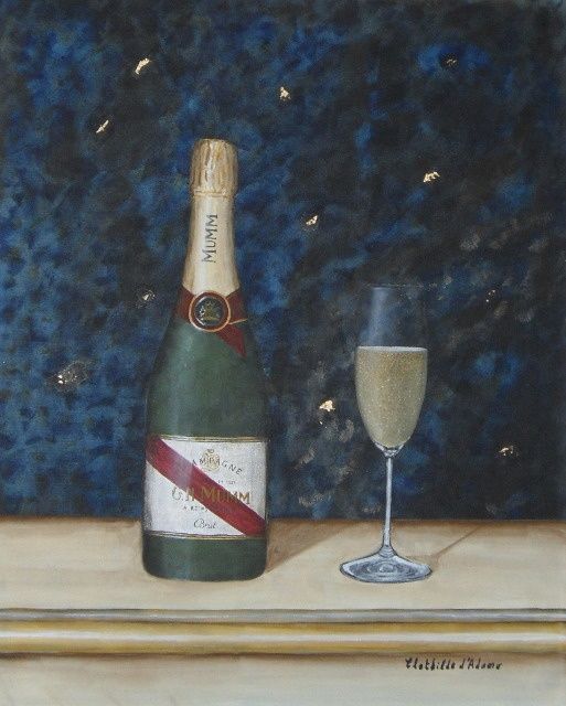 Painting titled "Champagne Mumm fest…" by Clothilde D Adamo, Original Artwork, Oil