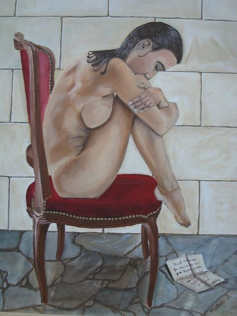 Painting titled "Tristesse" by Clothilde D Adamo, Original Artwork, Oil
