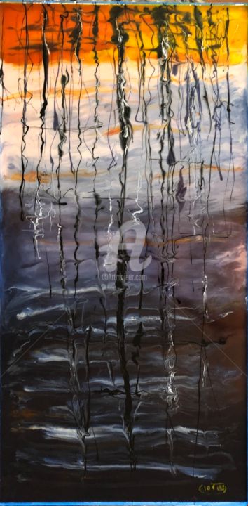 Peinture intitulée "Reflets port" par Clo Tilly, Œuvre d'art originale, Autre