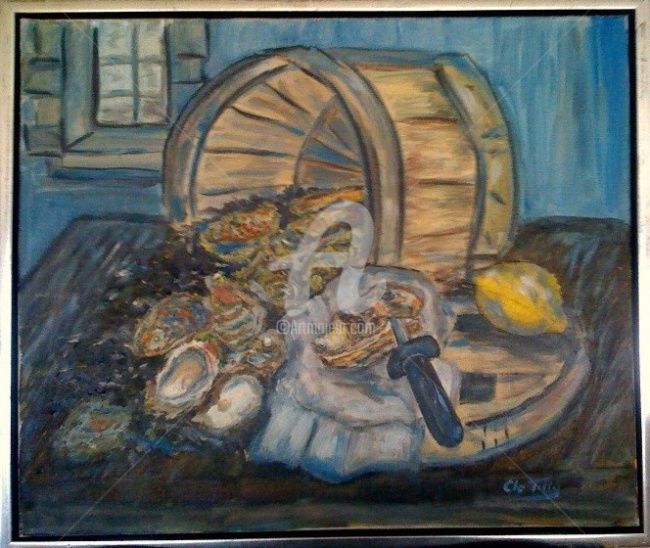 Pittura intitolato "Chez l'Ecailler" da Clo Tilly, Opera d'arte originale, Olio