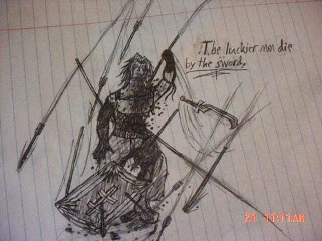 Drawing titled "Death by Archer." by Lithius, Original Artwork