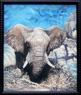 Tekening getiteld "Elephant" door Clasina Roodt, Origineel Kunstwerk