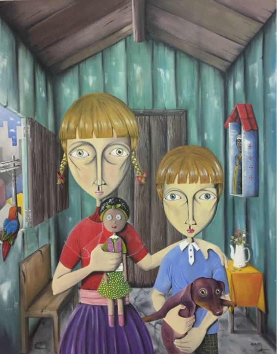 Pintura intitulada "Distopia" por Clóvis Camargo, Obras de arte originais, Óleo