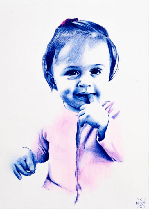 Drawing titled "Sasha" by Cm2t, Original Artwork, Ballpoint pen