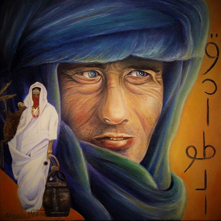 Peinture intitulée "L'homme du désert" par Claude Maguet, Œuvre d'art originale, Huile