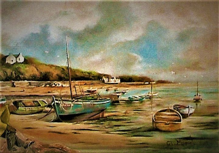 Painting titled "Ballade Bretonne" by Claude Maguet, Original Artwork, Oil