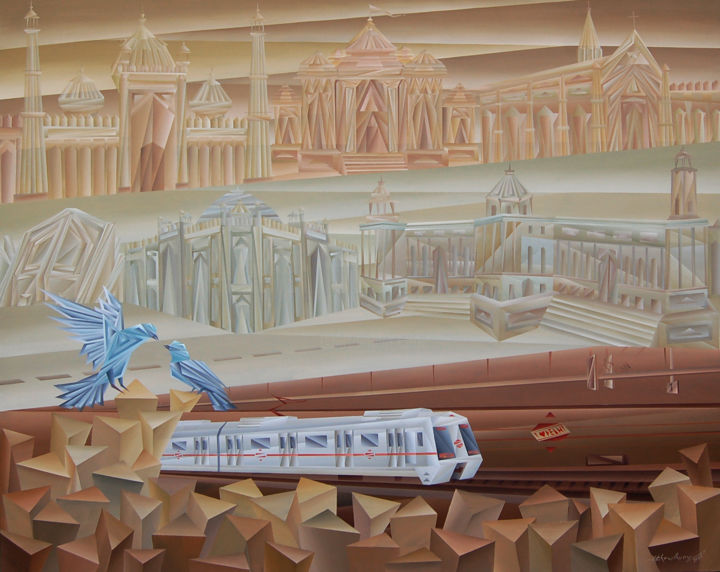 Painting titled "I Love Delhi" by Nirakar Chowdhury, Original Art, Acrylic