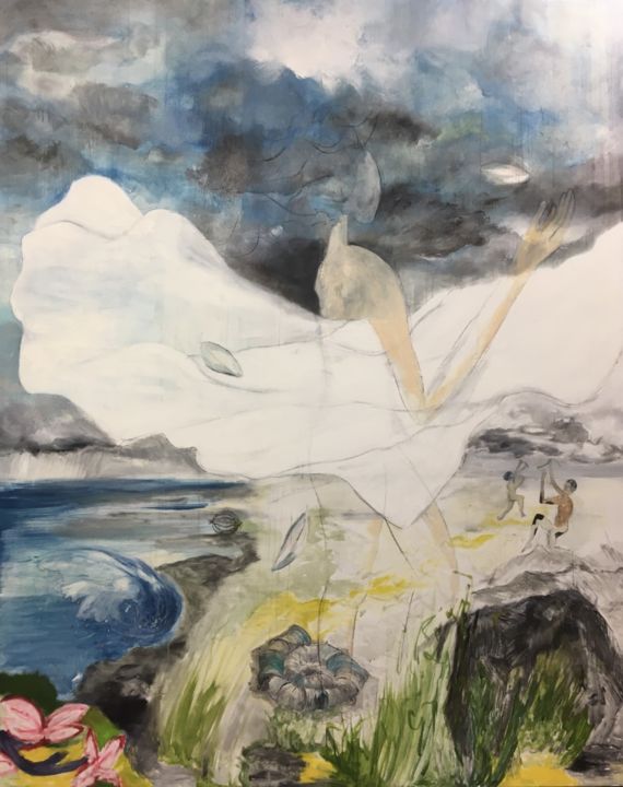 Peinture intitulée "L'être vivant" par Céline Vaye, Œuvre d'art originale, Huile