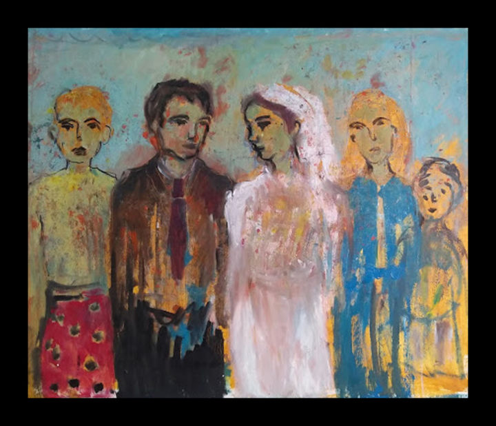 Painting titled "personnages 6" by Constance Duphil, Original Artwork, Acrylic