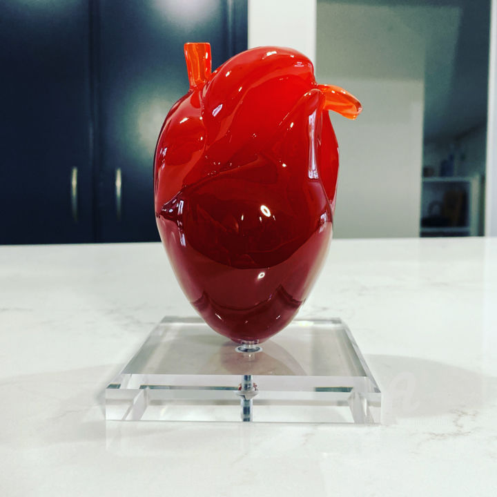 Sculpture titled "Red Heart" by Cobo, Original Artwork, Resin