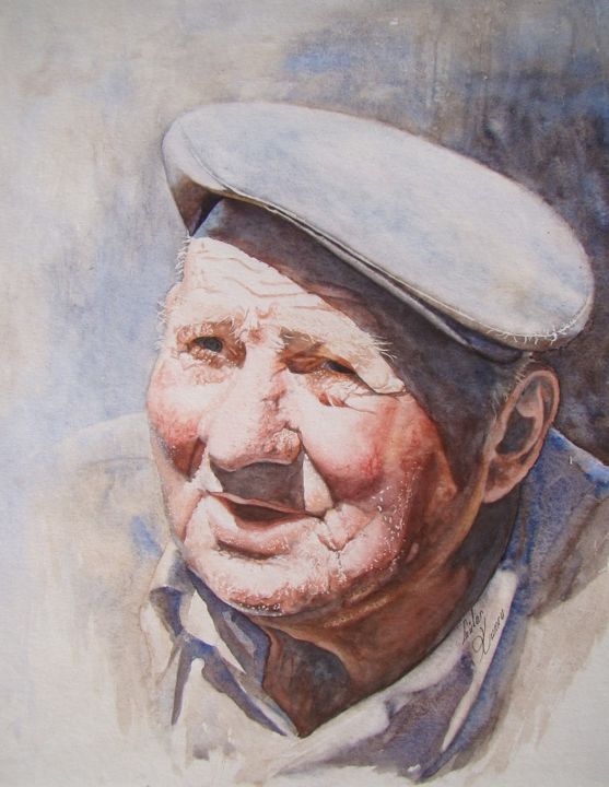 Painting titled "Pépé" by Güler Kumru, Original Artwork, Watercolor