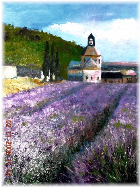 Painting titled "Abbaye en Provence" by Patrick Cochet, Original Artwork