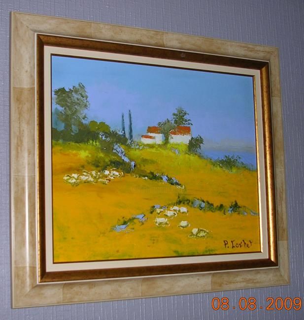 Painting titled "Paysage d'or" by Patrick Cochet, Original Artwork