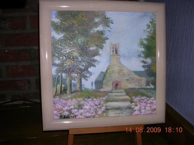 Painting titled "Eglise" by Patrick Cochet, Original Artwork