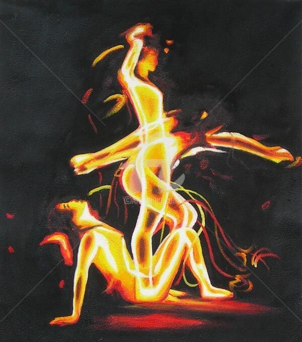 Painting titled "Fire soul" by Coco, Original Artwork, Oil