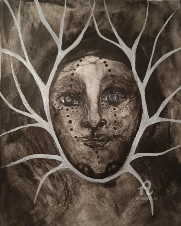 Painting titled "Matryoshka" by Coco Sanne Hassink, Original Artwork, Charcoal