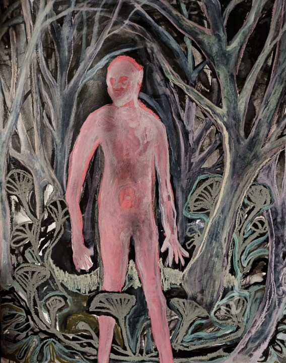 Рисунок под названием "In the twilight" - Coco Sanne Hassink, Подлинное произведение искусства, Древесный уголь