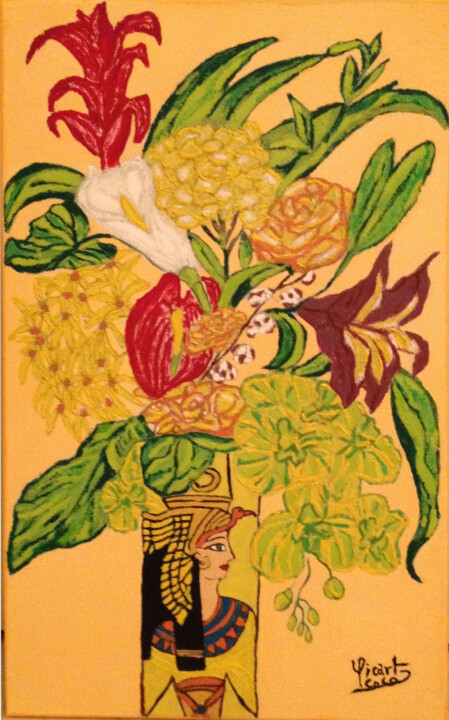 Schilderij getiteld "le-bouquet-du-bonhe…" door Coco Sicart, Origineel Kunstwerk, Olie