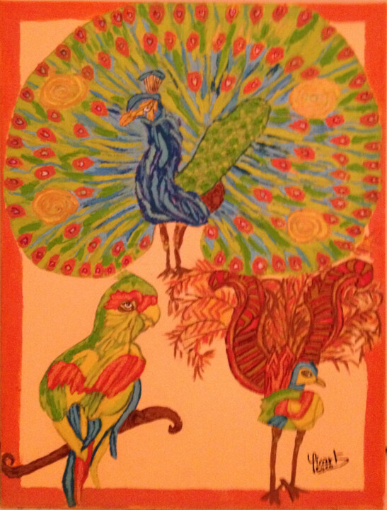 Peinture intitulée "mes-oiseaux-du-para…" par Coco Sicart, Œuvre d'art originale, Huile