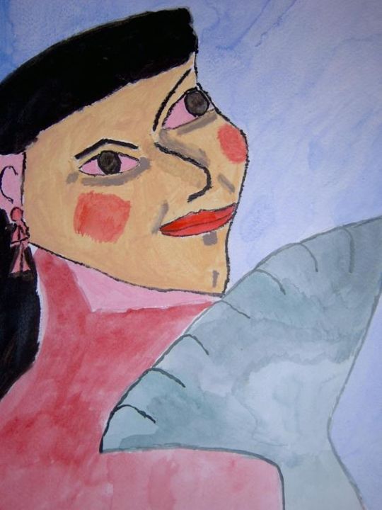 Peinture intitulée "femme sirène" par Caroline D., Œuvre d'art originale