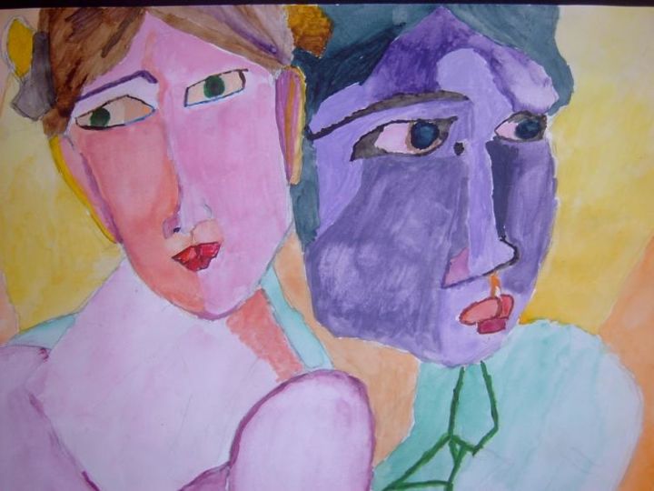 Peinture intitulée "Duo" par Caroline D., Œuvre d'art originale