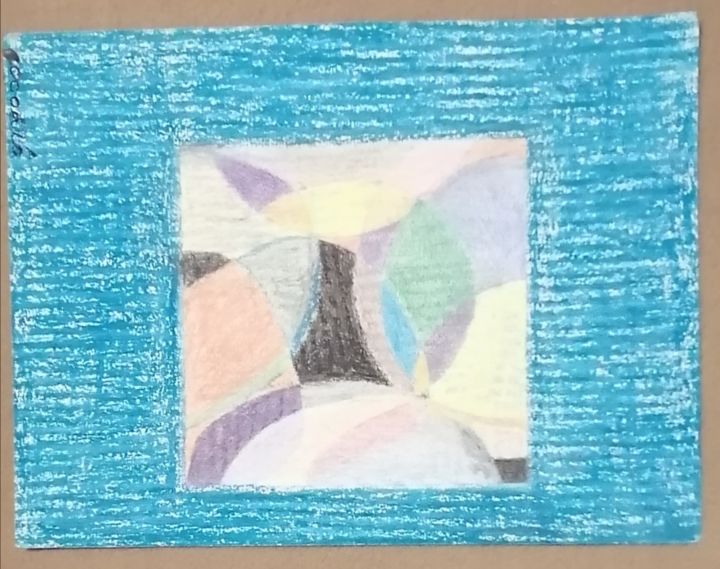 Peinture intitulée "Losange bleu" par Claudia Marie Eugénie (Cocoâlô), Œuvre d'art originale, Crayon