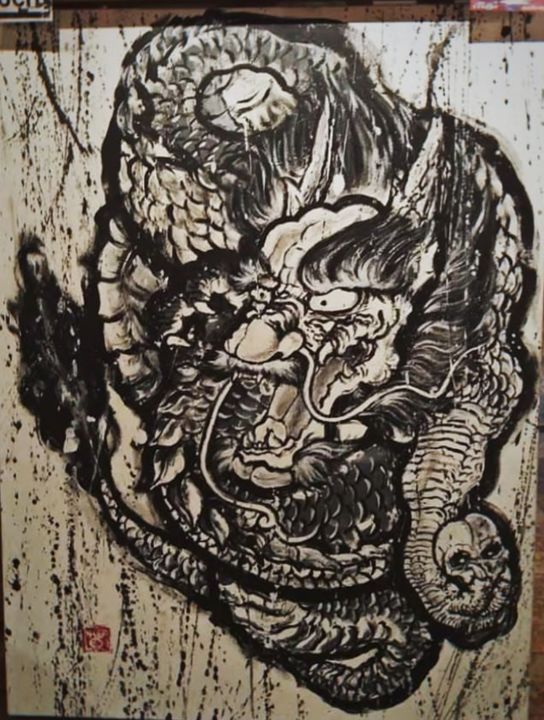 Pittura intitolato "chinese loong" da Coffee Ho, Opera d'arte originale, Acrilico