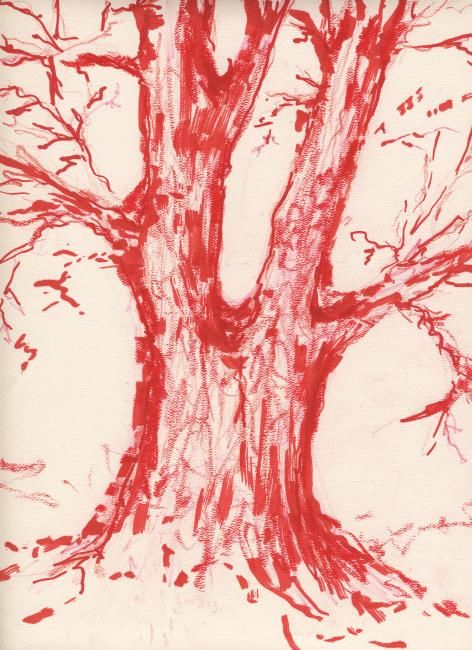 Disegno intitolato "Red Oak" da Coffee Black, Opera d'arte originale