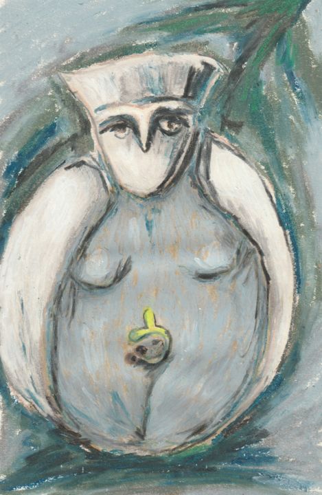 Zeichnungen mit dem Titel "Bird Goddess 2007 -…" von Cohan Fulford, Original-Kunstwerk, Pastell