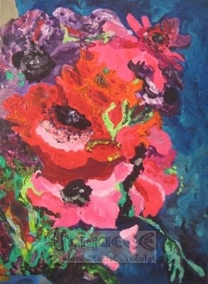 "Bouquet Of Flowers…" başlıklı Tablo Cohen tarafından, Orijinal sanat, Petrol