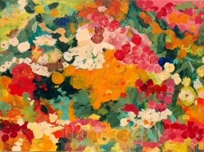 Painting titled "Carpet Of Flowers" by Cohen, Original Artwork, Oil
