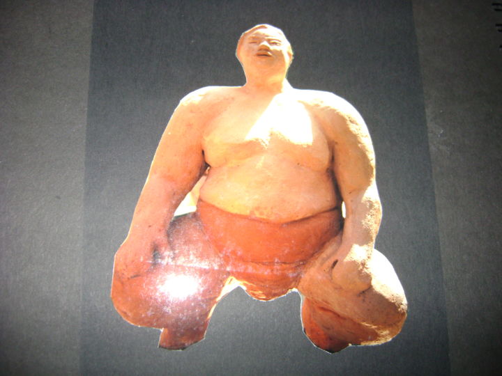 Sculpture intitulée "sumo au repos" par Colette Jotterand-Vetter, Œuvre d'art originale
