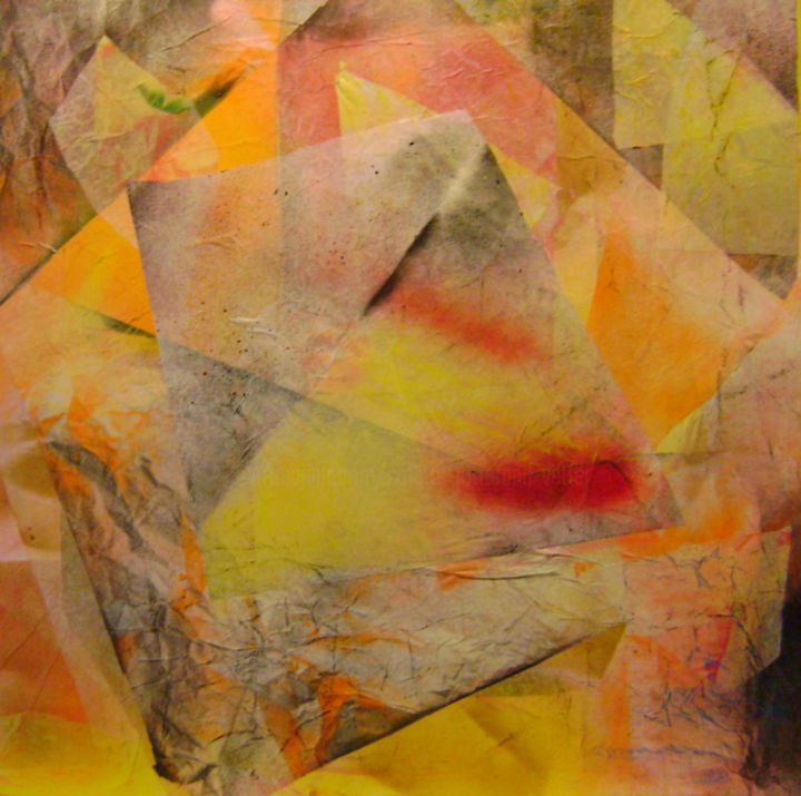 Textile Art με τίτλο "abstraction papier…" από Colette Jotterand-Vetter, Αυθεντικά έργα τέχνης, Ακρυλικό