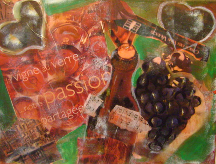 Collages getiteld "Hymne au vin" door Colette Jotterand-Vetter, Origineel Kunstwerk, Collages