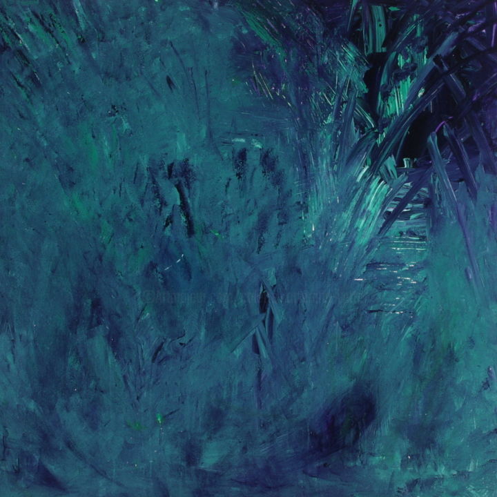 Peinture intitulée "Etang la nuit" par Colette Jotterand-Vetter, Œuvre d'art originale, Acrylique