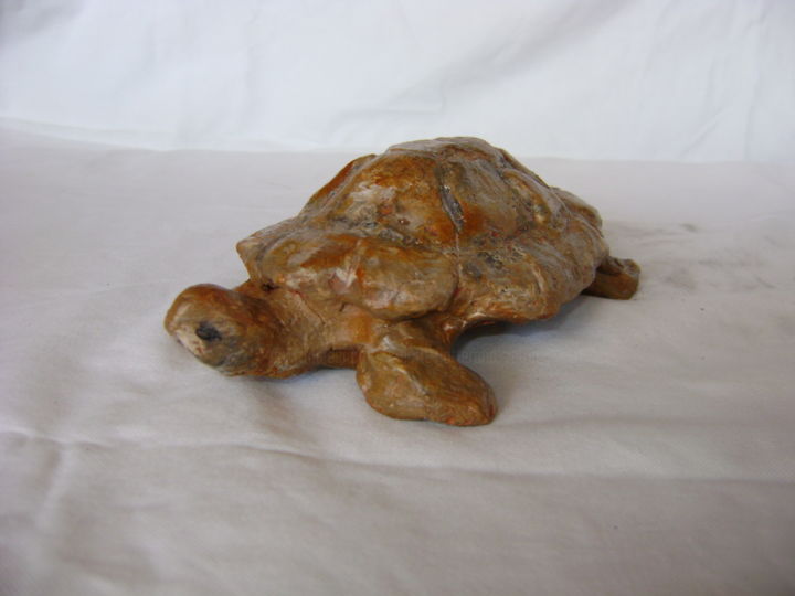 Sculpture intitulée "Bébé tortue" par Colette Jotterand-Vetter, Œuvre d'art originale, Terre cuite