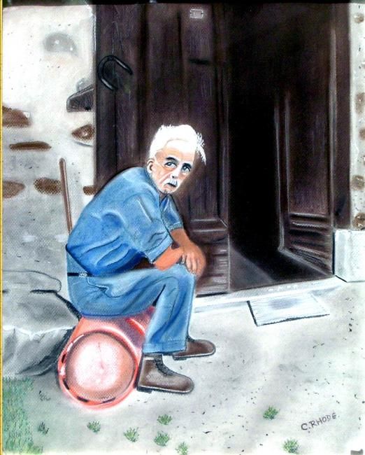 Painting titled "MON  GRAND-PERE" by Colette Rhode, Original Artwork, Oil