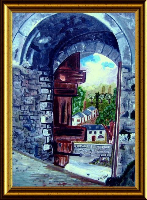 Painting titled "PORTE DE St BEAT  (…" by Colette Rhode, Original Artwork, Oil