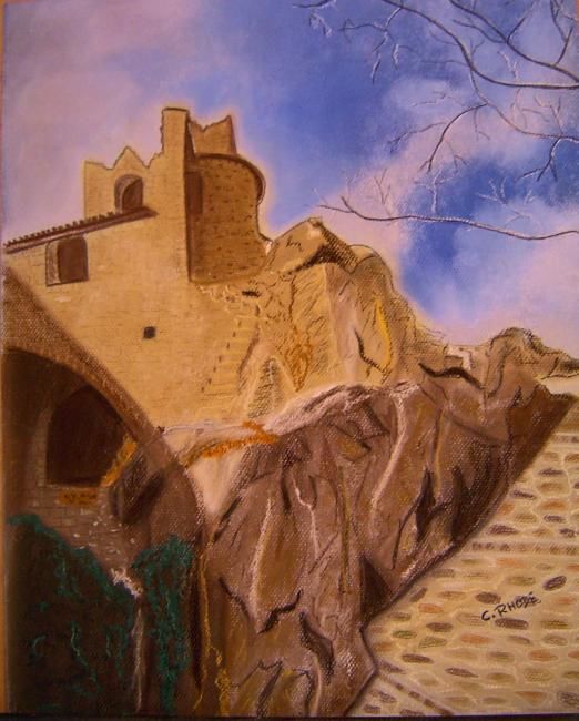 Painting titled "CHAPELLE sur crypte…" by Colette Rhode, Original Artwork, Oil