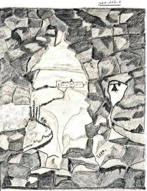 Картина под названием "TROUEE dans le roc" - Colette Rhode, Подлинное произведение искусства
