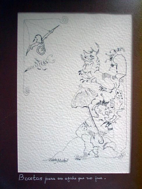 Drawing titled "BOCETOS PARA UN AFI…" by Colette Birabent, Original Artwork, Other