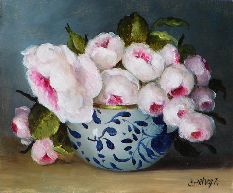 Peinture intitulée "Quelques Roses" par Coletteprivat, Œuvre d'art originale