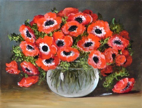 Peinture intitulée "Les Anemones" par Coletteprivat, Œuvre d'art originale,