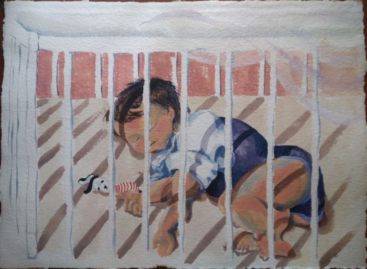 Peinture intitulée "la sieste" par Coline Brocato, Œuvre d'art originale, Acrylique