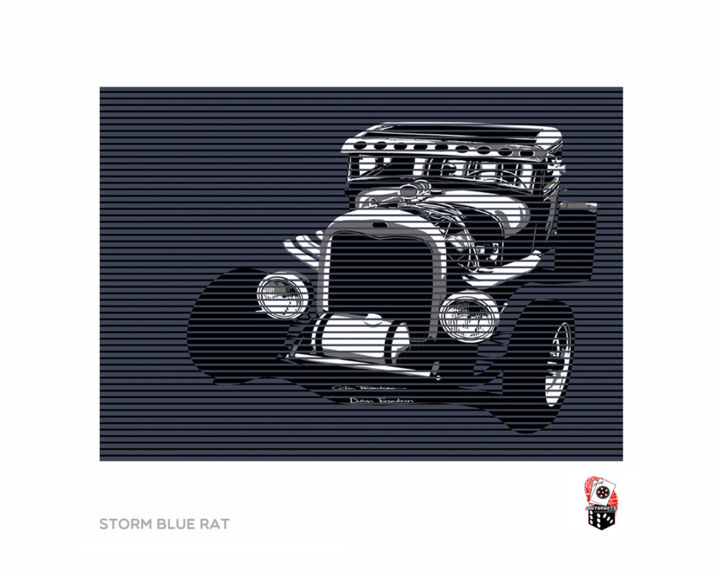 Digital Arts titled "STORM BLUE RAT ROD" by Colin Tresadern, Original Artwork, Digital Painting